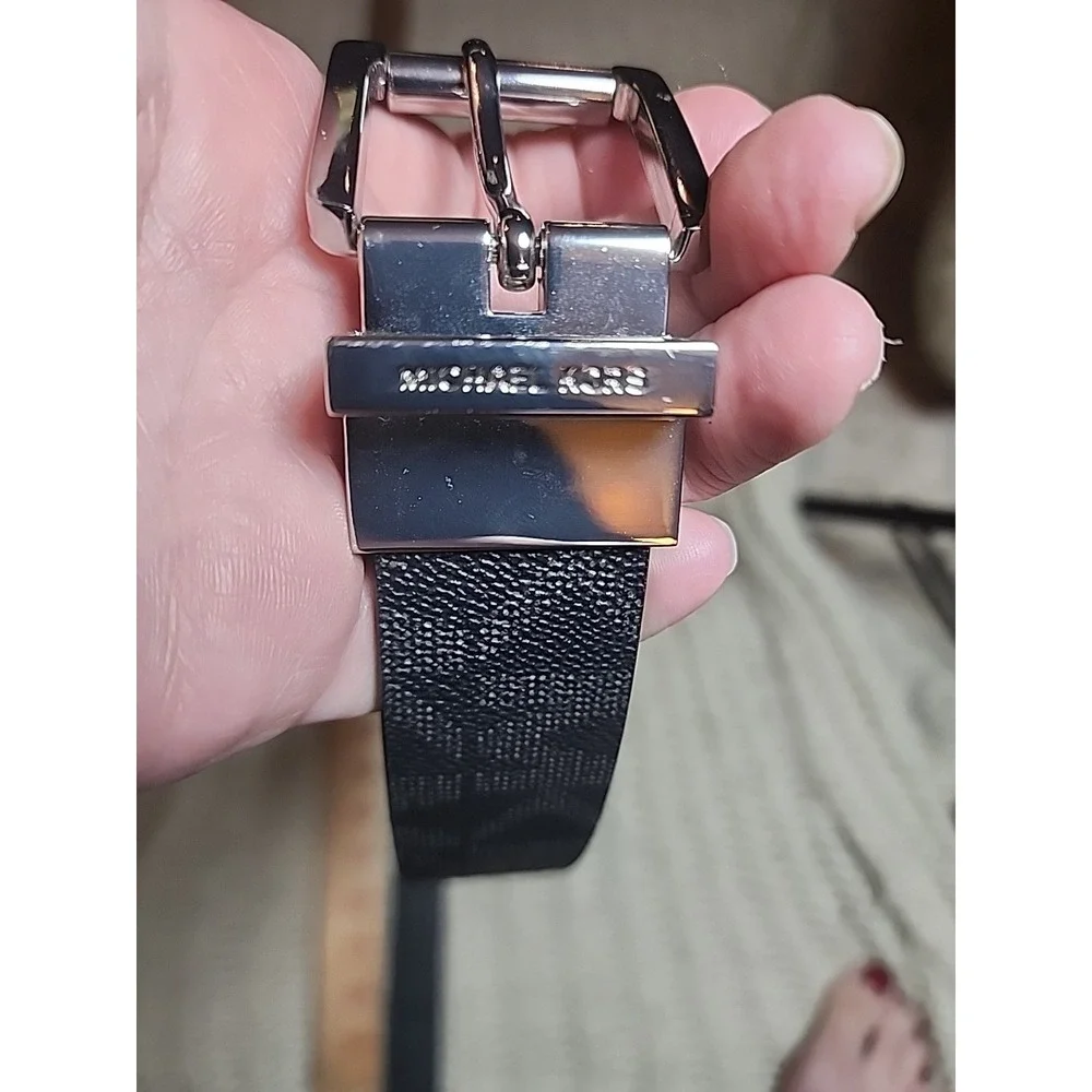 New MICHAEL KORS MK LOGO REVERSIBLE Belt Brown /Black Color MK Logo  37